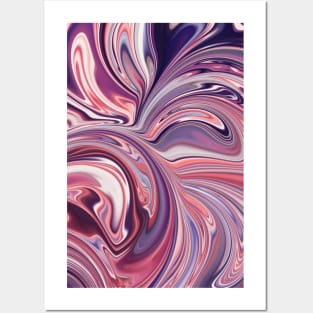 Melted Sunrise, Purple and Violet Liquid Abstract Artwork Posters and Art